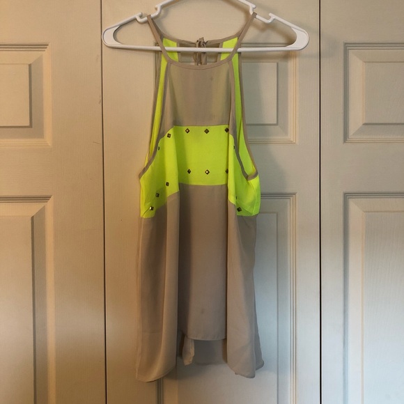 Tops - Tan and Neon Yellow Tank